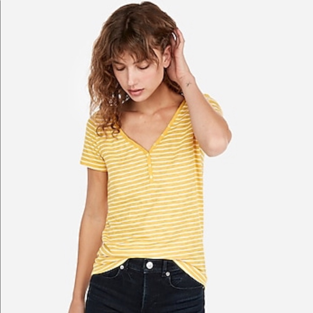 Express One Eleven Stripe Slub Henley Tee